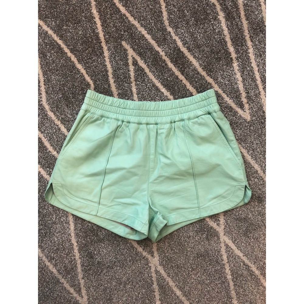 Leather “jogging” style shorts